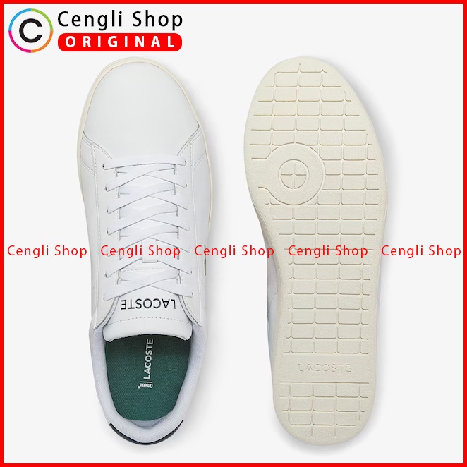 SEPATU SNEAKER KULIT LACOSTE PRIA ORIGINAL CASUAL KETS ASLI PUTIH LM02