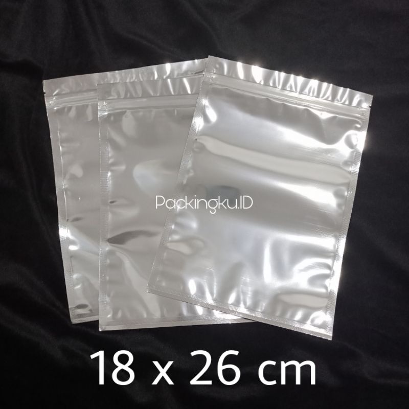 

[10pc] 18 x 26cm Plastik Klip Ziplock Metalized Silver Aluminium Foil Kemasan sachet