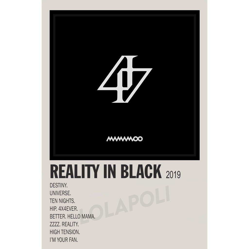 Poster Cover Album K-Pop Reality In Black - Mamamoo