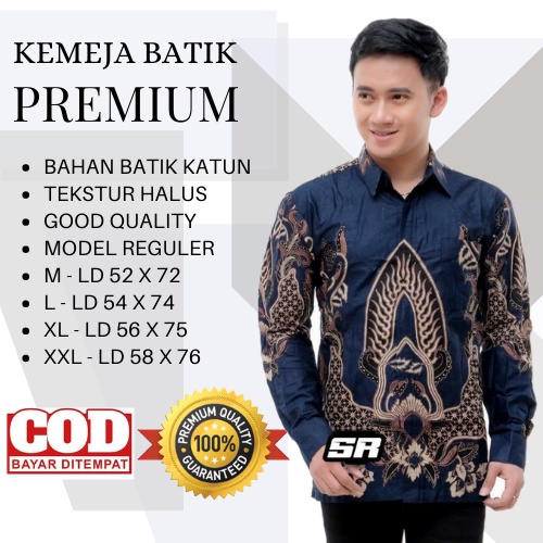 Atasan Kemeja Batik Lengan Panjang Baju Kondangan Kerja Bahan Katun Halus Pakaian Pria Dewasa Premium Termurah