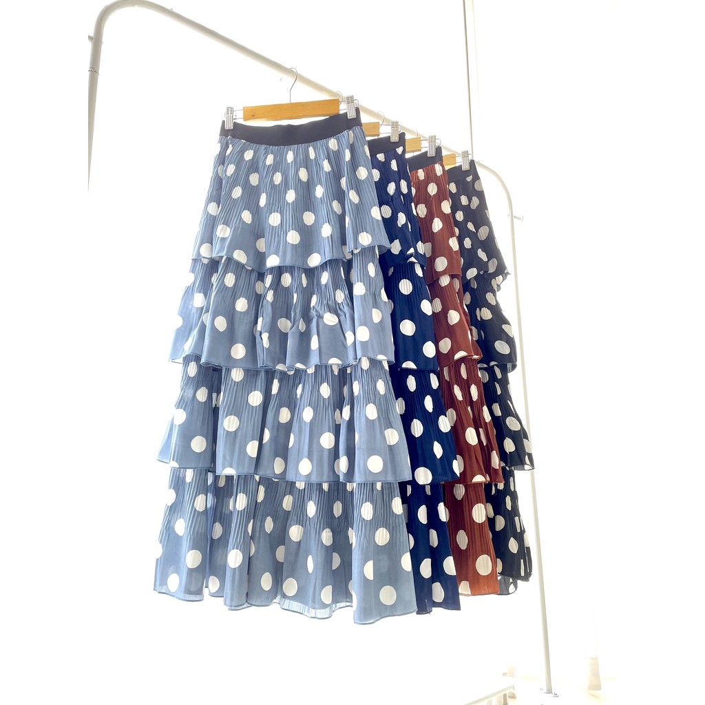 Rok Tingkat Motif Polkadot / Crepe Layer Skirt