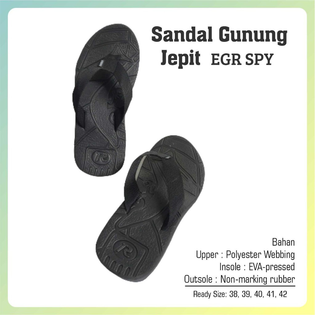 Sandal gunung jepit warna hitam bahan karet sandal hiking gunung