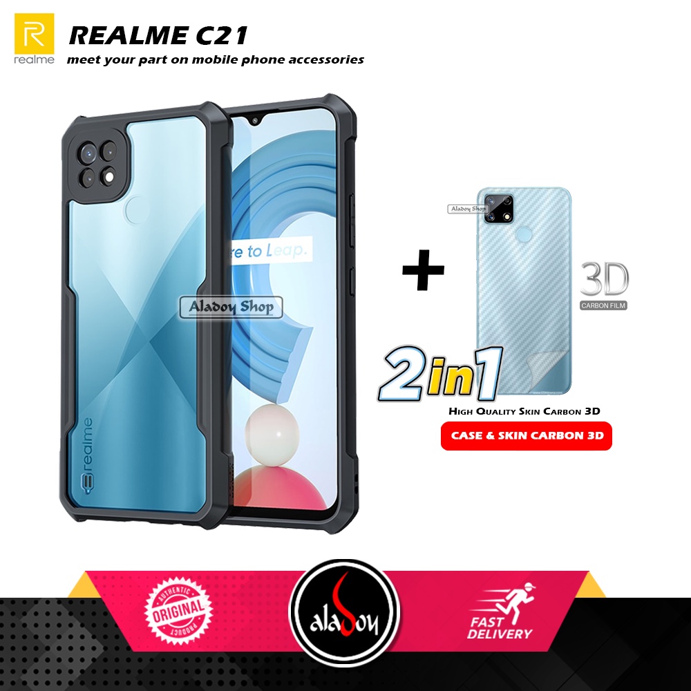 Case REALME C21 Armor Fusion Transparent Casing Free Skin Carbon 3D