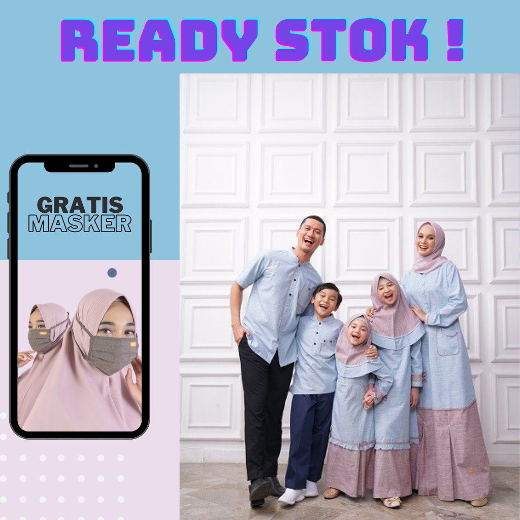 COUPLE  MUSLIM BAJU GAMIS TERBARU SARIMBIT NIBRAS  TURQUIOISE 2021 BAJU COUPLE KELUARGA PROMO
