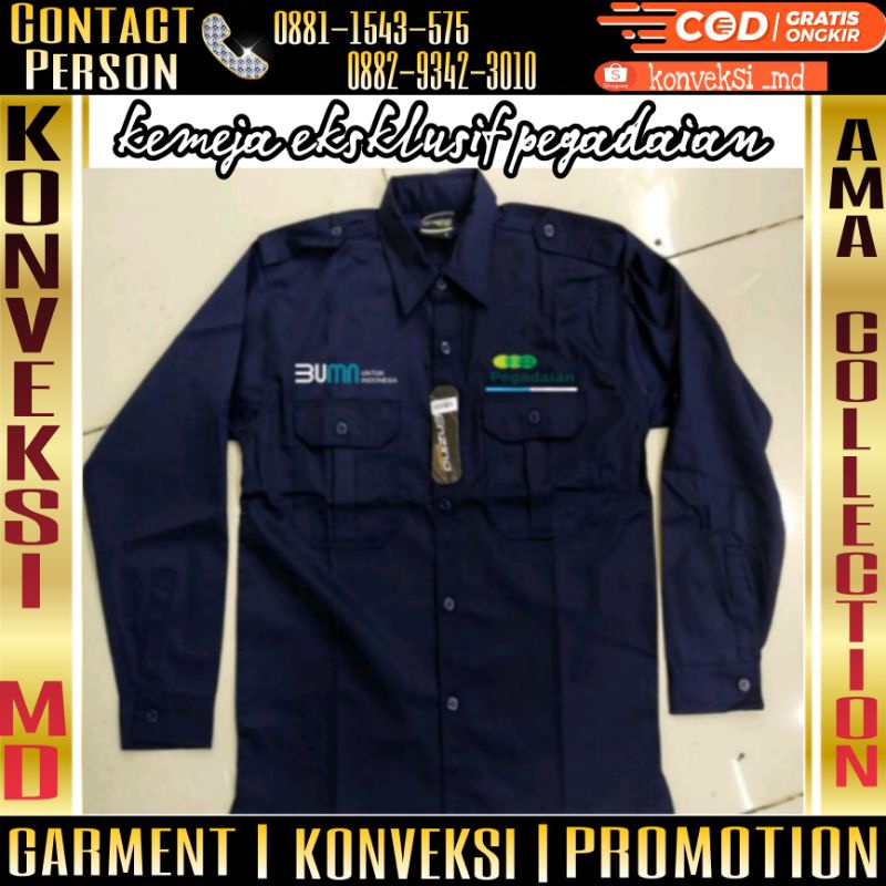 seragam eksklusif pegadaian/kemeja eksklusif pegadaian/kemeja pegadaian full bordir/pegadaian bumn
