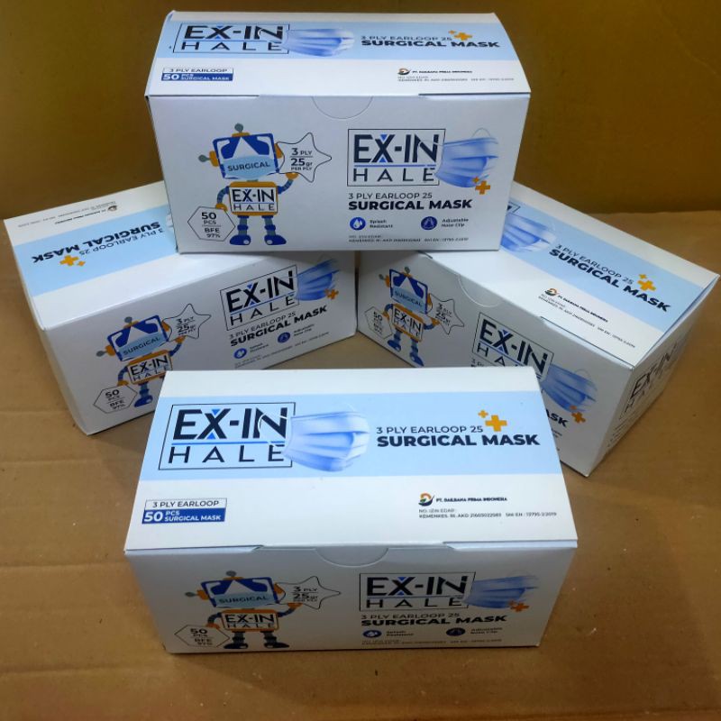 Surgical Mask /Masker Earloop 3ply (Ex-In Hale) Izin AKD