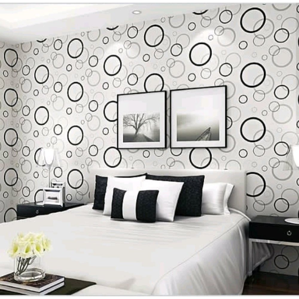 TERMURAH | WALLPAPER STIKER DINDING KAMAR TIDUR | POL HITAM | 45CMx 10METER | SOLUSIDEKORASI