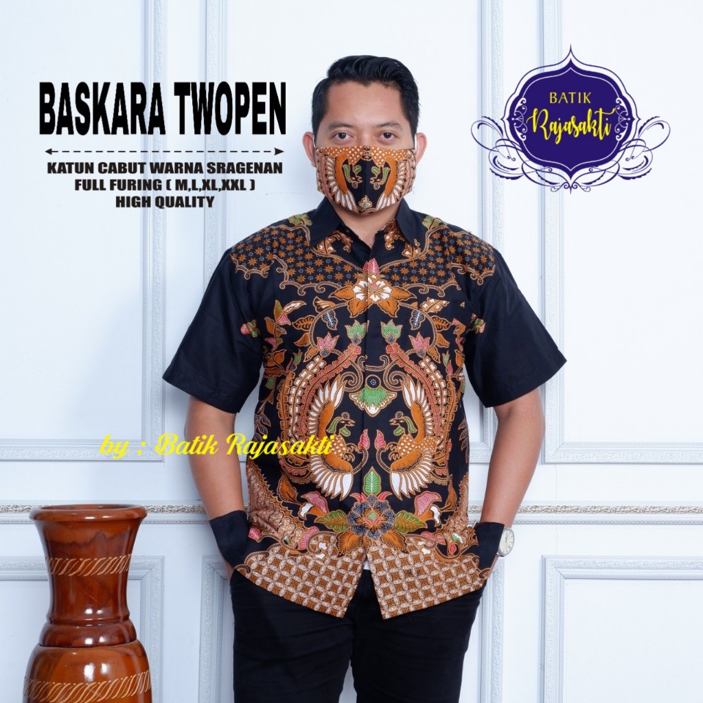 baju batik pria lengan panjang modern  ORIGINAL BAJU PREMIUM BATIK SOLO MURAH SOGAN HITAM KOMBINASI