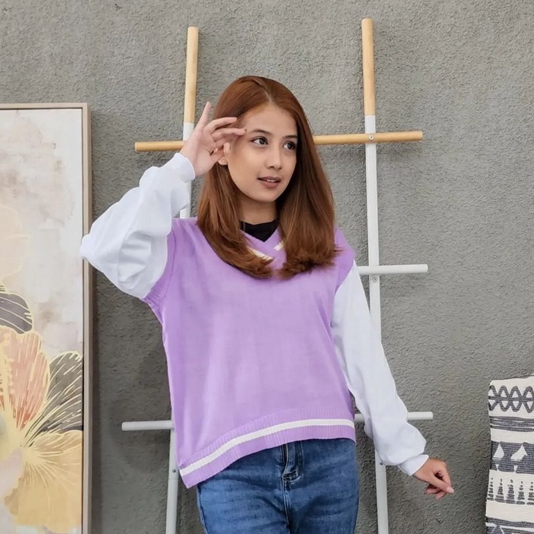 Sweater Wanita Trendy Violetta Bahan Rajut Terbaru Ala Korean Style