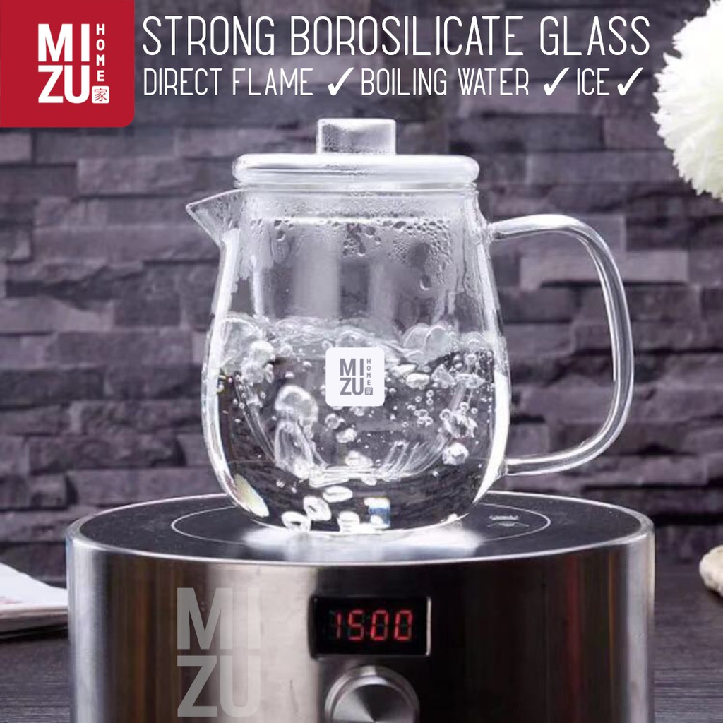 MIZU HARIBIN Glass Infuser Teapot 700ml Cangkir Teko Teh Kaca 2in1 Pyrex Borosilicate Dual Fungsi-2