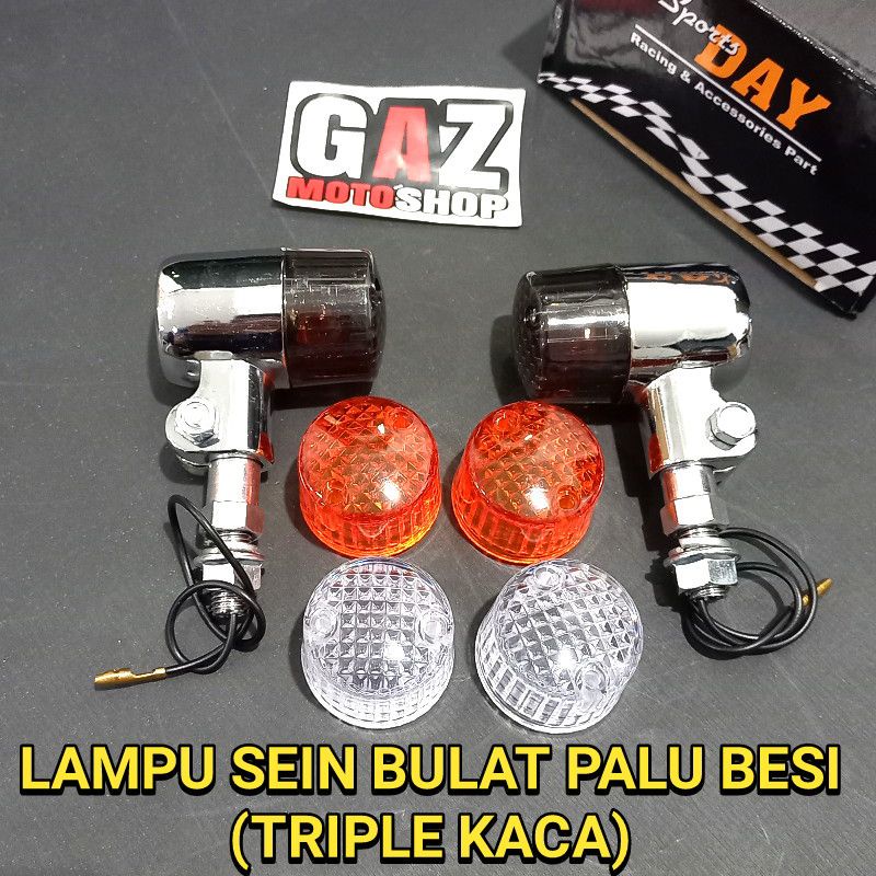 Riting Palu Bulat Besi Crhome Double Kaca Sein Reteng sen CB GL MP Vixion RX King Tiger Classic