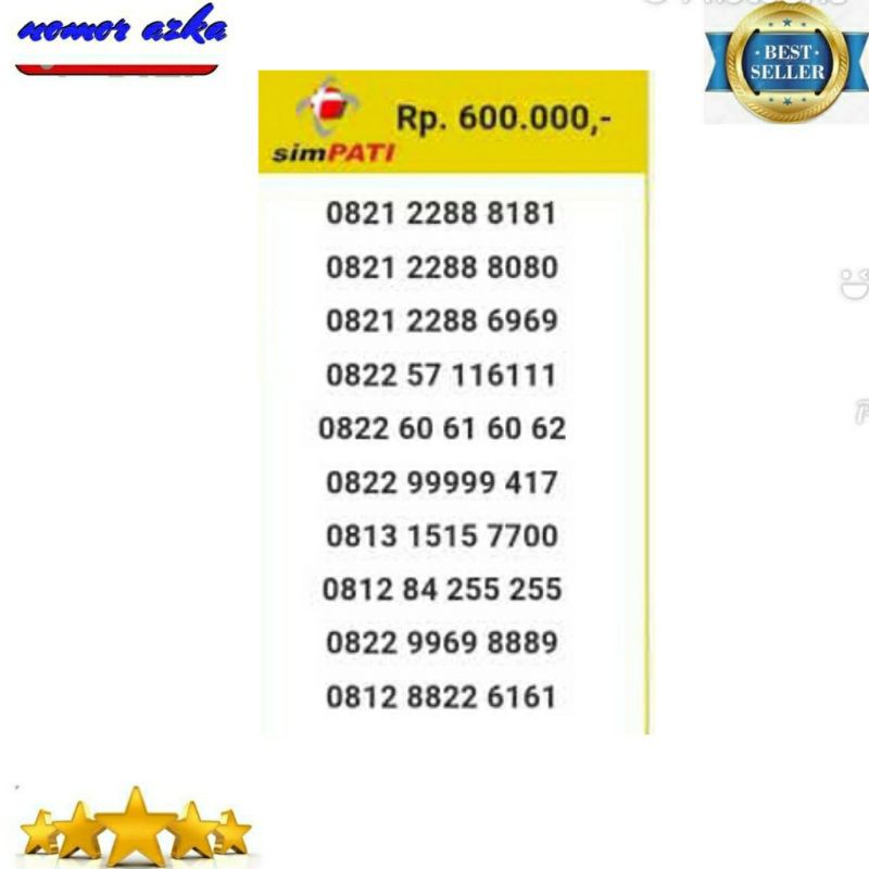 Nomor cantik simpati 0821 2288 8181 seri Double AB 8181 rapi  Bsm03