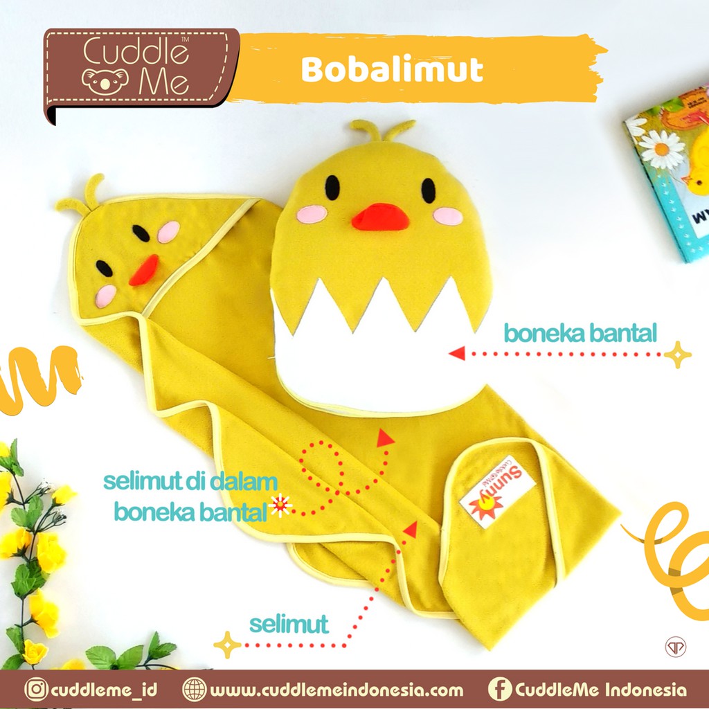 Cuddle Me Bobalimut Boneka Bantal Selimut Topi Bayi Balmut Hoodie Baby Blanket Karakter Lucu