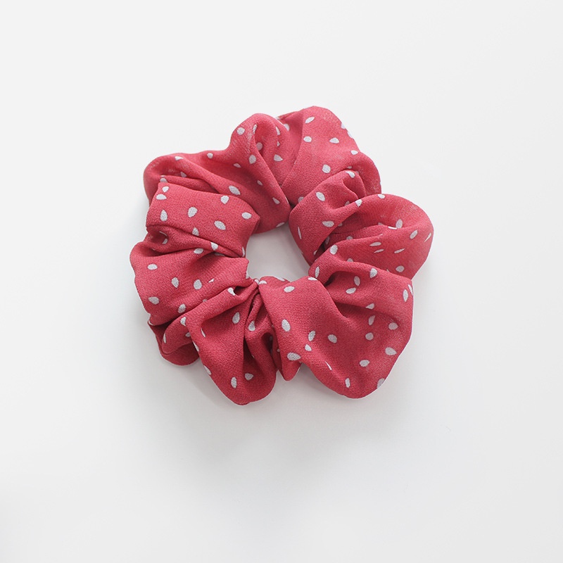 OVERFLOWS.ID Scrunchie Ikat Rambut Bahan Kain Polkadot Polos Karet Elastis Untuk Wanita Import