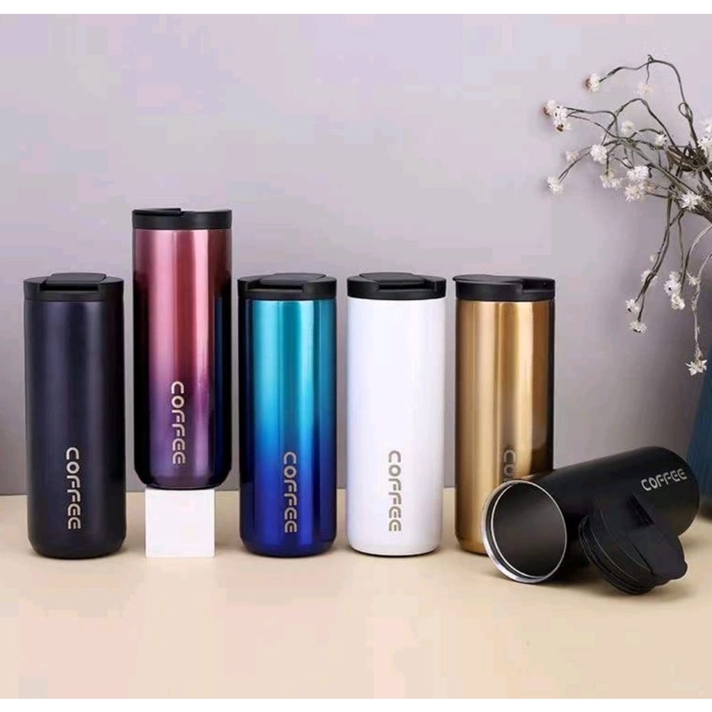 Termos Tumbler Coffee 500ML Design Terbaru Kekinian Mug Botol minum Stainless Steel-Termos Kopi Tahan Lama Vacum Tumbler Coffe Mug High Quality-Thermos Mini Viral Berkualitas Untuk Penyimpanan AirPanas Dan Dingin Tahan 24jam