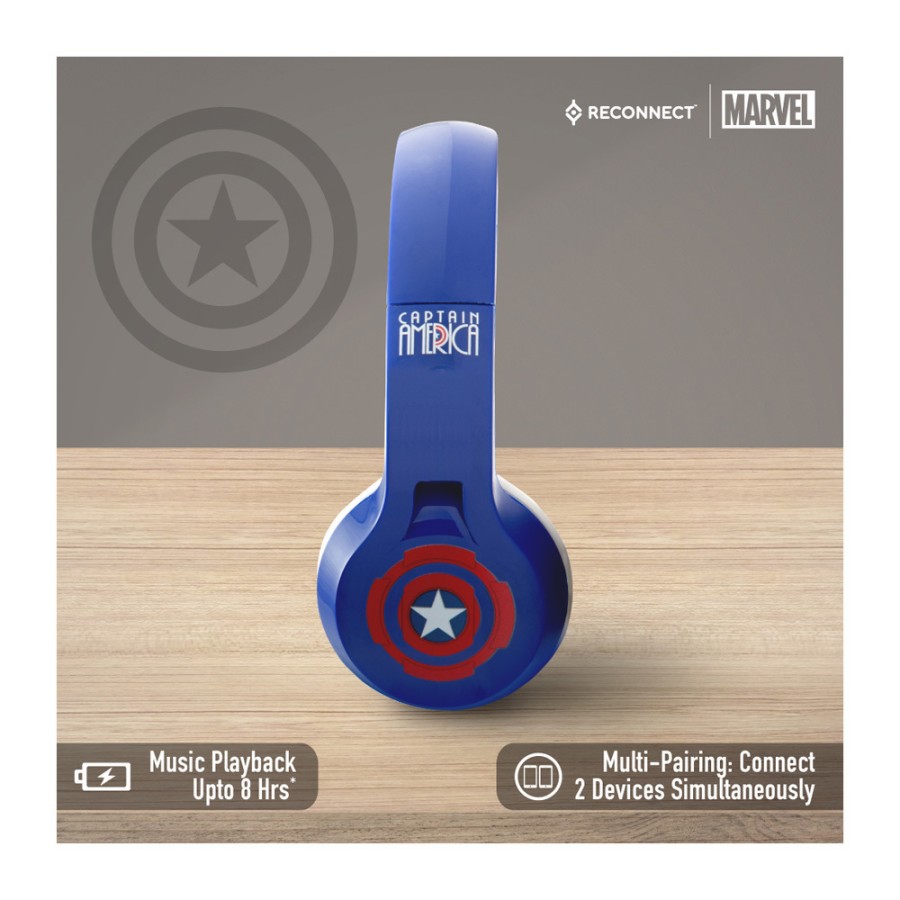 Reconnect Marvel Captain America Over Ear Wireless Bluetooth Headphone