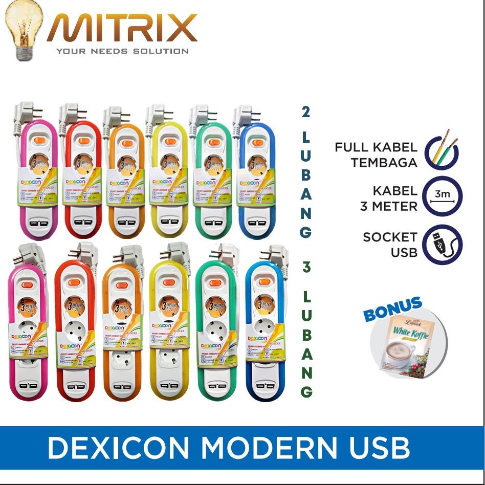 [PRODUK YARI0] Stop Kontak + USB Dexicon 2 Lubang / 3 Lubang ZNQ