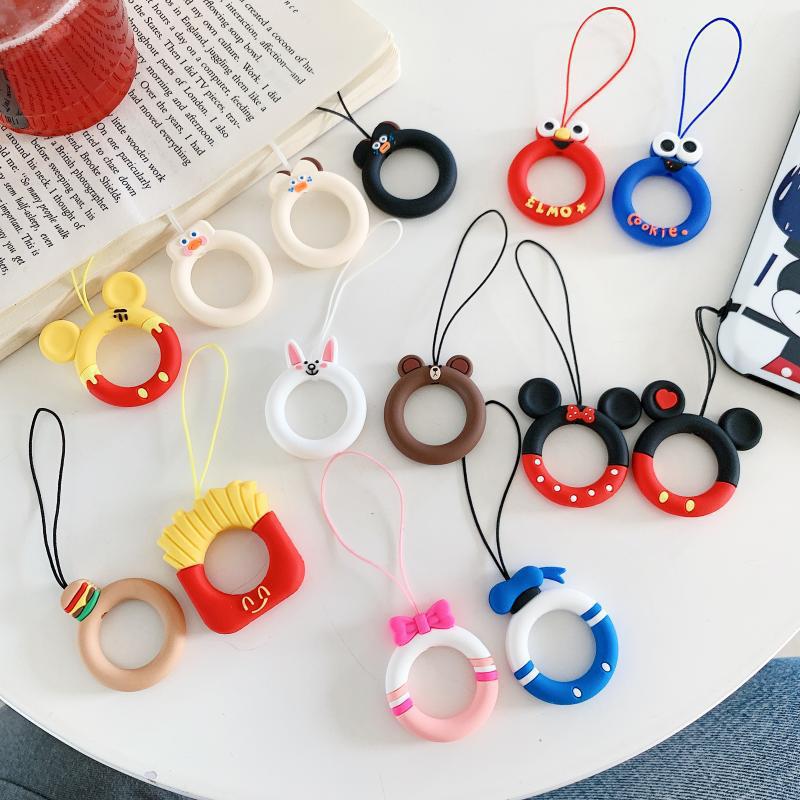 New Cartoon Mobile Phone Lanyard Silicone Ring Ring Accessories Mobile Phone U Disk Key Universal Anti-drop Short Donut