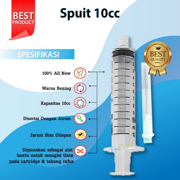 Spuit 10cc Syringe 10cc  Suntikan Cairan Tinta Printer 10ml  Spuid ukuran 10 ml