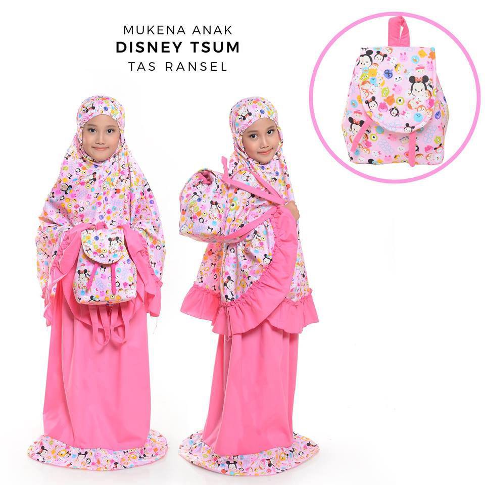 Mukena Anak Katun Pink ( Tas Ransel )