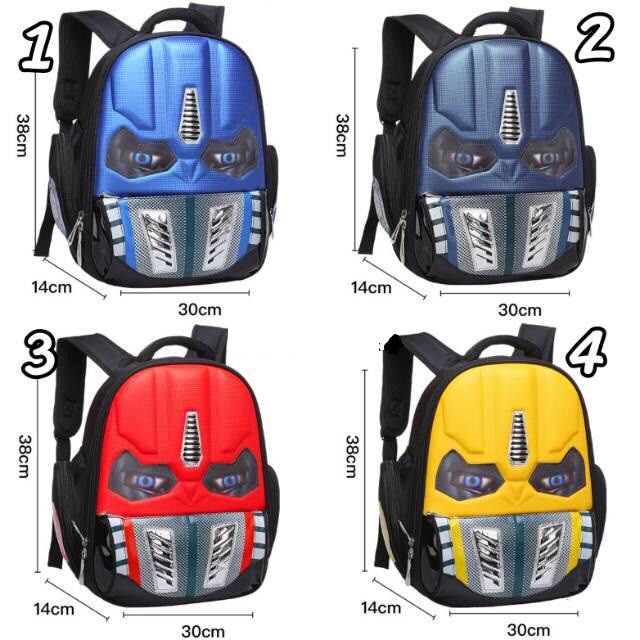 Tas Sekolah Backpack Anak TK SD Robot Mata Nyala Kuning / Merah / Biru / Navy