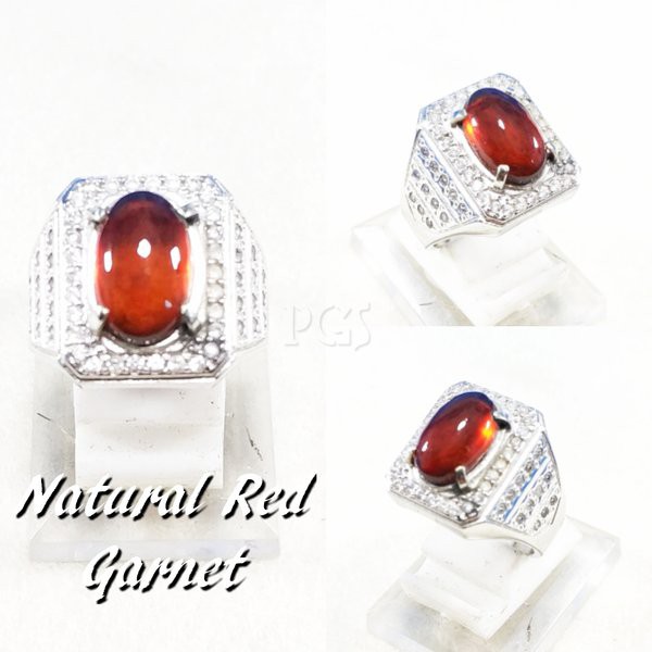 CINCIN BATU AKIK PERMATA NATURAL HESSONITE RED GARNET PASTI MANTAP