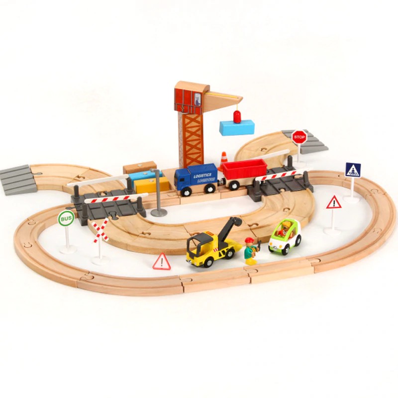 wooden car track set