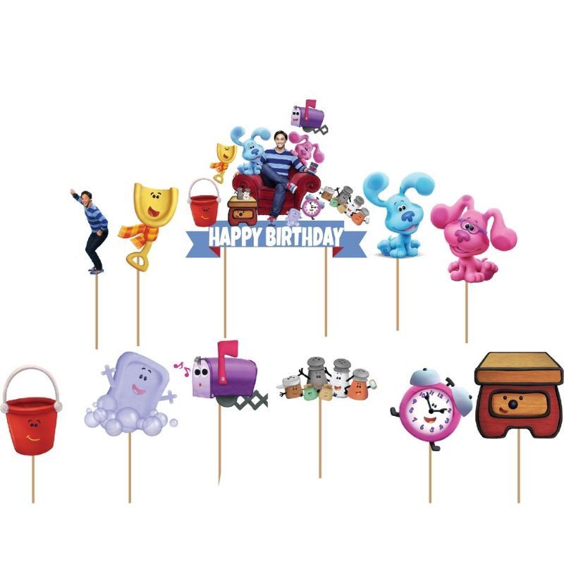 topper toper tusukan hiasan kue cake nasi tumpeng ulang tahun happy birthday karakter blues blue's c
