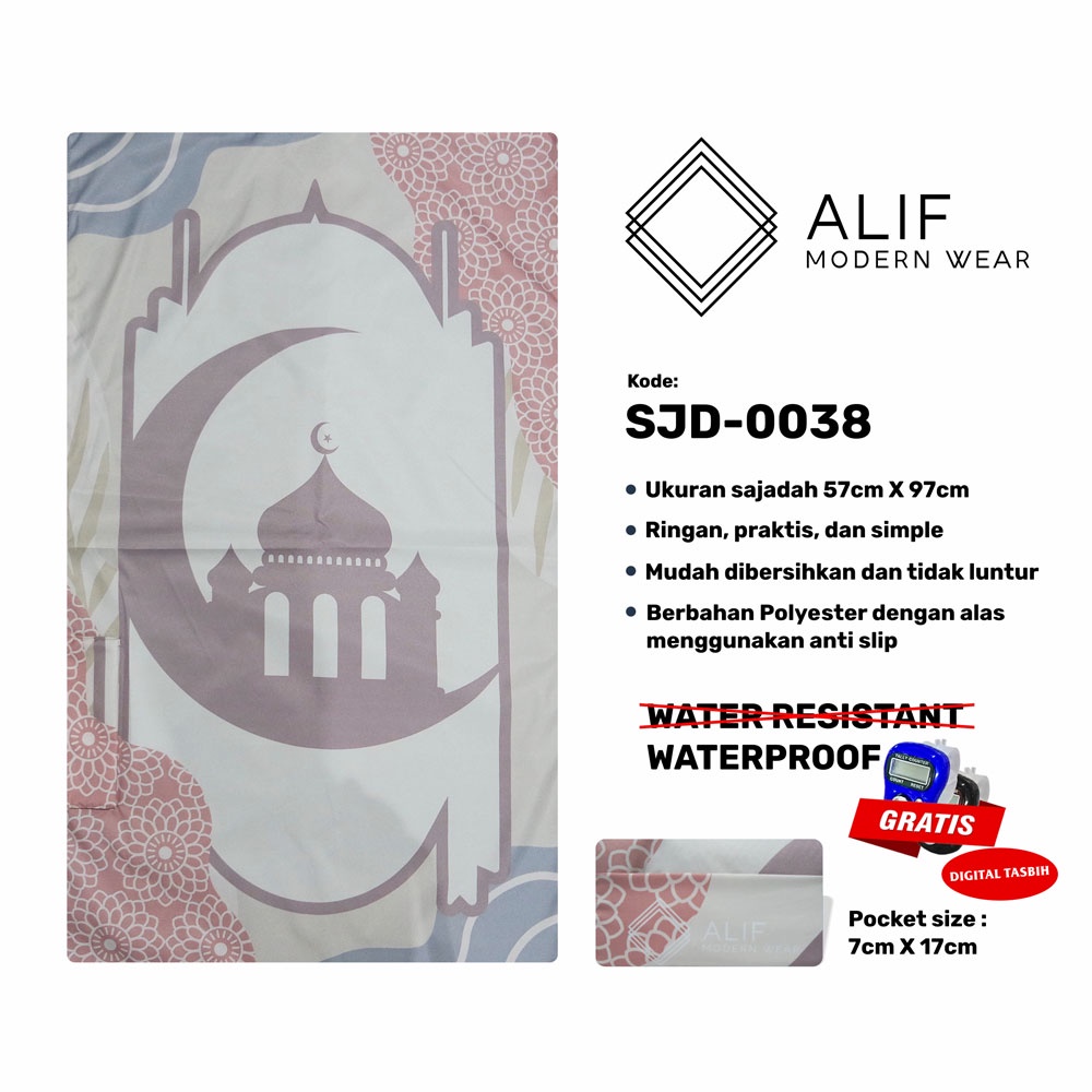 [GRATIS DIGITAL TASBIH] ALIF SAJADAH TRAVEL / SAKU / PORTABLE / WATERPROOF ( ALIF MODERN WEAR SJD-0038 )