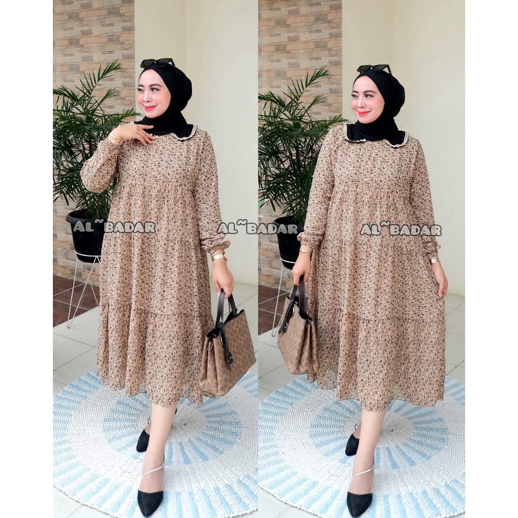 [ BISA COD ] MIDI CERUTY BABYDOLL MOTIF FRIEANDLY BUSUI MIX KERAH KOREA,TUNIK CERUTY MIX KERAH KOREA ,TUNIK TERLARIS,MIDI DRESS MODEL TERBARU