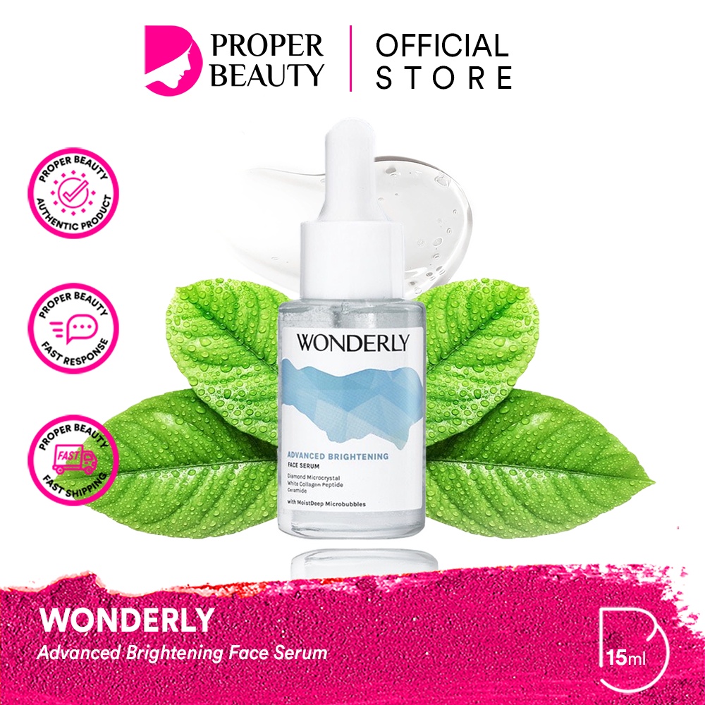 WONDERLY Advanced Brightening Face Serum Indonesia / Serum Wajah 15ml / Healthy Bright Skin Looks Conceal Dark Spot / Diamond Microcrystal White Collagen Peptide &amp; Ceramide With MoistDeep Microbubbles / Whitening Glowing Mencerahkan Wajah / Skincare Care