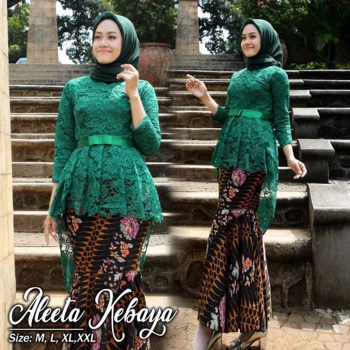 modern SETELAN KEBAYA BROKAT MODERN AURORA & ROK DUYUNG MERMAID SKIRT BATIK - ROK AJA, M
