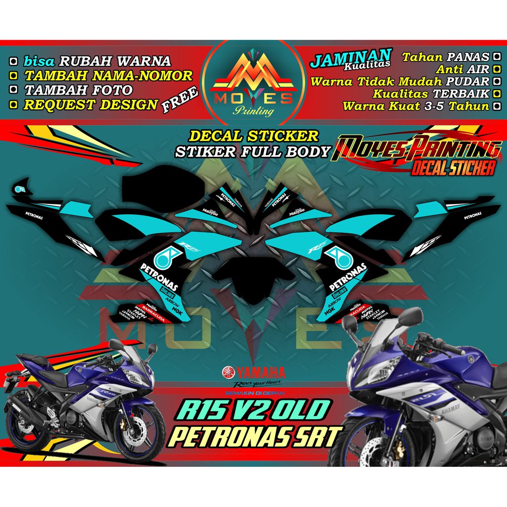 sticker r15 v2 decal yamaha r15 v2 stiker motor r15 v2 - petronas srt