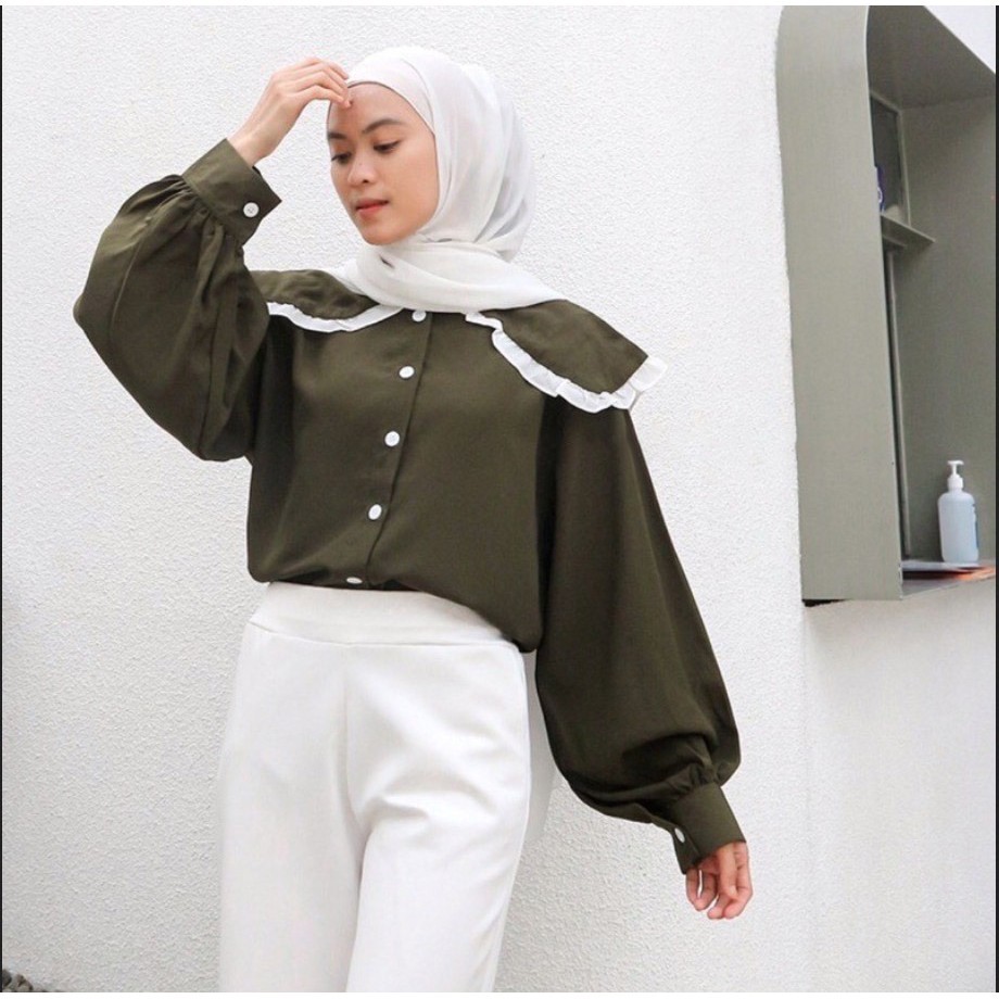 KELLYA TOP BLUS RENDA / Atasan Blouse Kenami Renda Wanita Muslim Kellya
