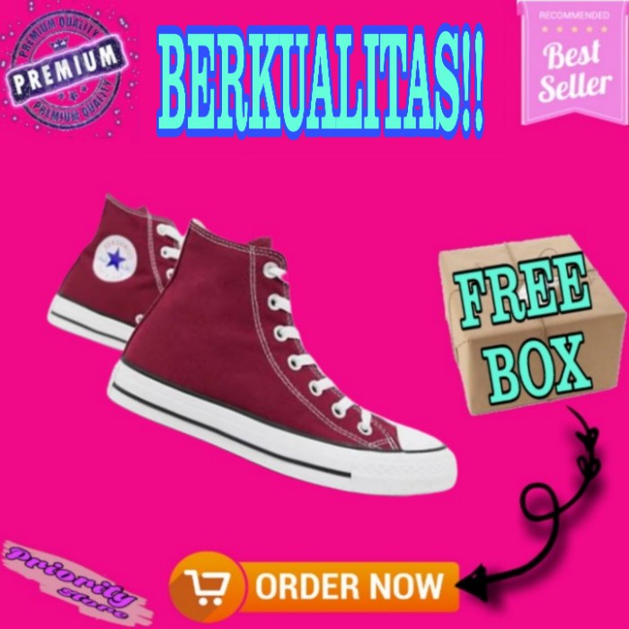  SEPATU  CONVERSE ALL  STAR  HIGH MERAH  MAROON  TINGGI PRIA 