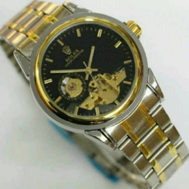 Jam tangan Pria elegant exclusive ROLEX Monster Premium Watch Kombinasi Gold