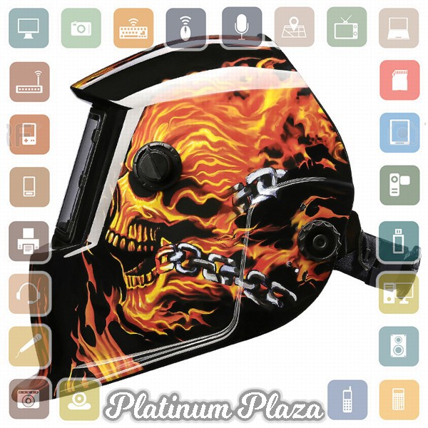 DEKO Helm Las Otomatis Auto Darkening Welding Helmet - MZ224 - Black/Orange`IB1K1E-