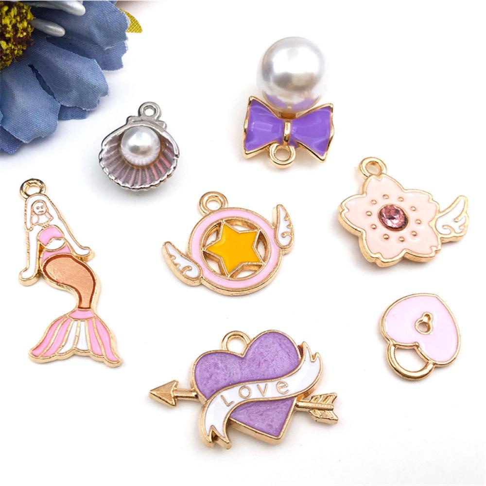 Timekey 50pcs Charms Enamel Aneka Bentuk Untuk DIY Kalunggelanganting K5U2