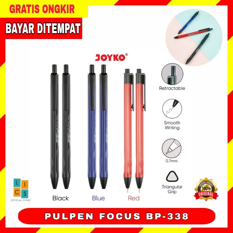 

Pulpen Ball Pen Focus BP-338 Hitam