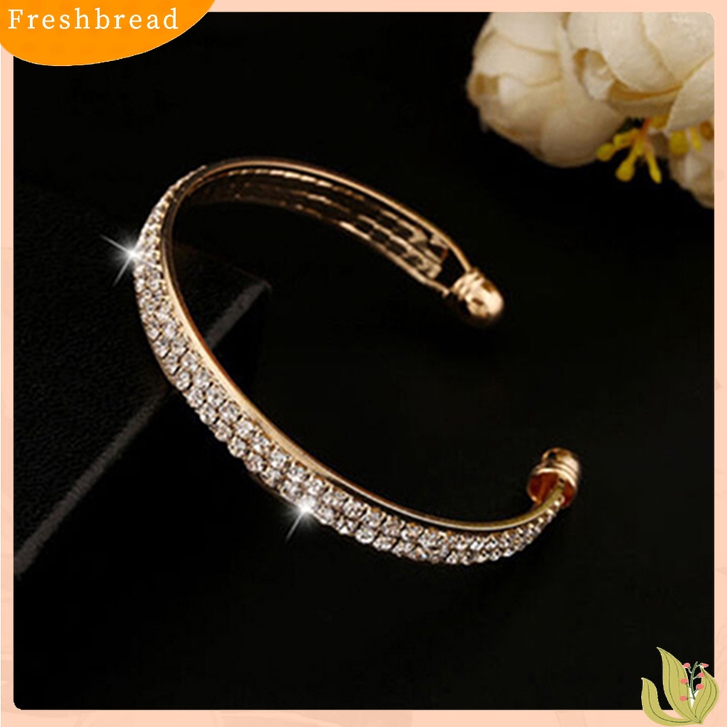 [TERLARIS]Bracelet Opening End Rhinestone Women Charm Sterling Silver Bracelet for Club