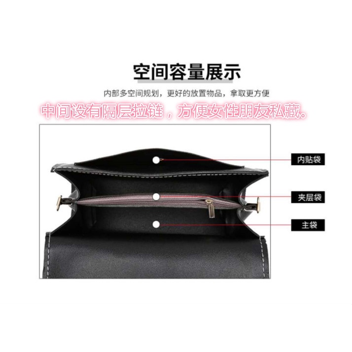 ♥DPS829♥T116 Tas Bahu Selempang Ukuran Kecil Wanita Strap Lebar dengan Resleting untuk Travel