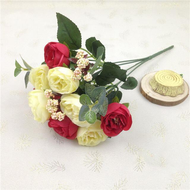 COD BUNGA MAWAR  BUNGA TANGKAI PLASTIK BUNGA ARTIFISIAL BUNGA PAJANGAN BUNGA HIASAN BT9023-MERAH