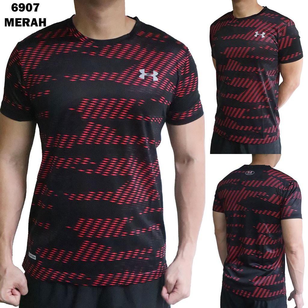  KAOS  OLAHRAGA PRIA UA 6907 MERAH BAJU FUTSAL  GYM LARI 