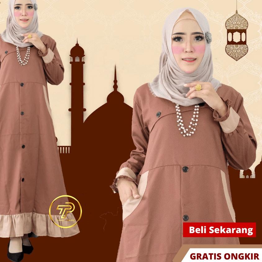 Memuaskan Baju Gamis Bahan Katun Toyobo Kombinasi 2 Warna Polos Muslim Wanita Terbaru 2021 Remaja Shopee Indonesia