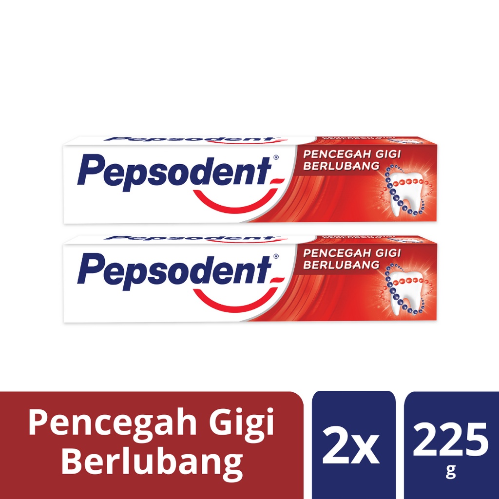 Pepsodent Pasta Gigi Pencegah Gigi Berlubang AntiCavity Toothpaste Dgn Mikrokalsium 225Gx2