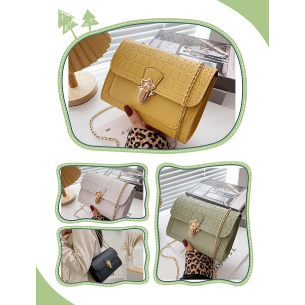 Tas Selempang Wanita Sling Bag Wanita Sling Bag Rantai Model Croco Sintetis