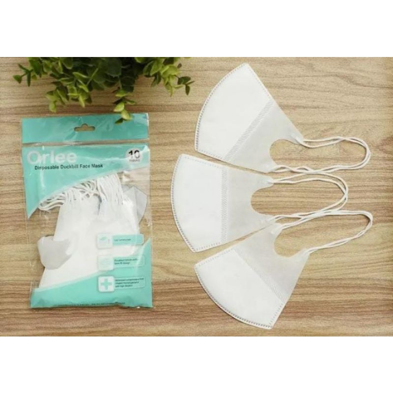 Masker Duckbill Hijab/Headloop Orlee 3ply isi 10pcs EMBOSS Orlee