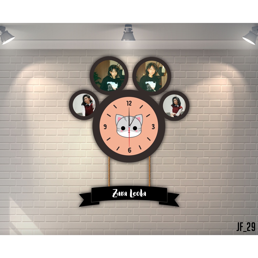 Jam Dinding Frame Custom Foto Pernikahan Keluarga Ulangtahun JF29