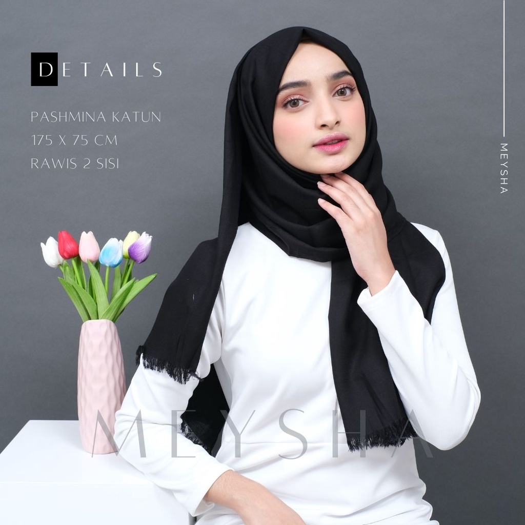 Pashmina Dubai Hitam Premium | Pashmina Basic Cotton | Pashmina Katun-1