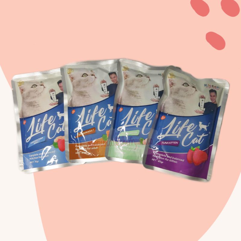 [LIFECAT POUCH 85GR] LifeCat Wetfood Kitten/Adult Salmon, Tuna, Chicken